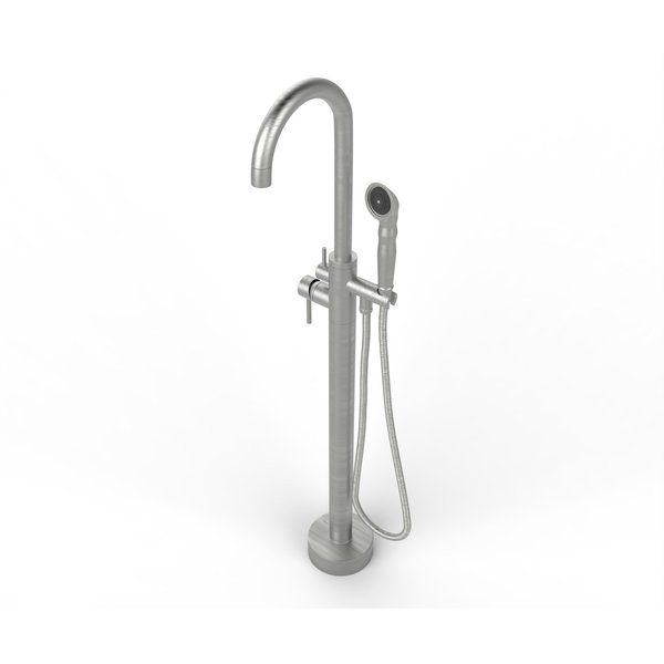 Castello Usa Neptune Freestanding Brushed Nickel Gooseneck Tub Filler Faucet with Breeze Handle CB-F04-BN-J0806